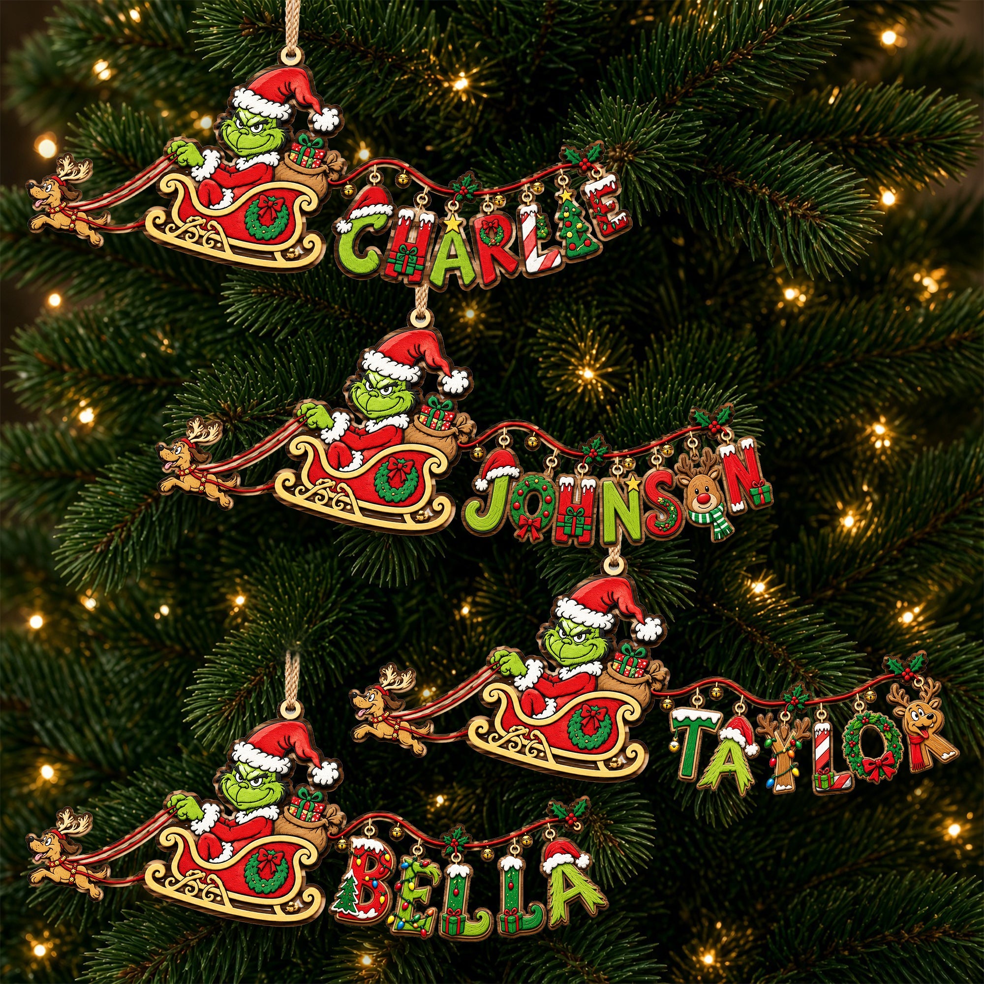 "Unwrap the Magic of Christmas!" - Personalized Mischievous Sleigh Ornament - Gift for Kids, Family, and Friends