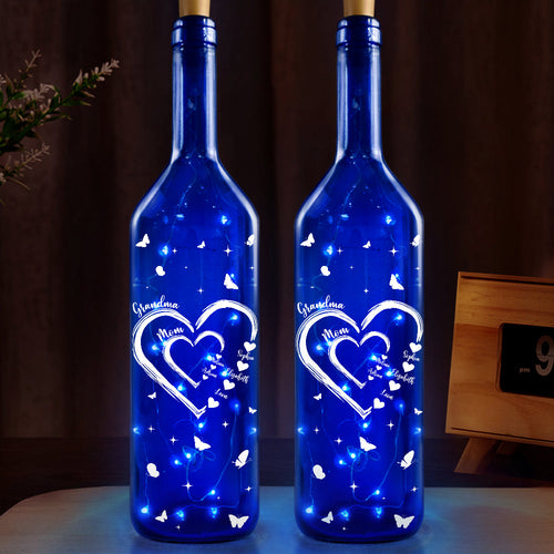 Mom's and Grandma's Sweetheart - Personalized Blue Bottle Light Blue Bottle Light PopCulturePrints