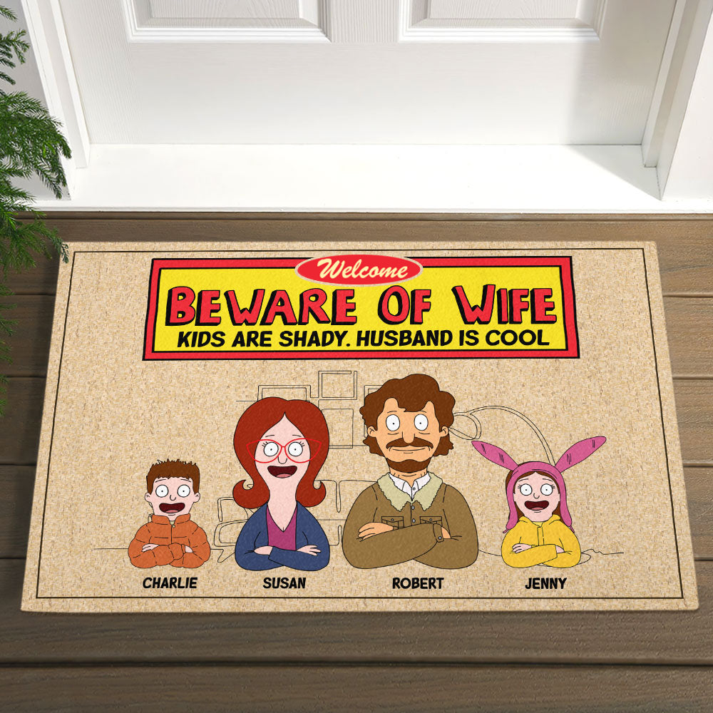Welcome Home! 'Beware of Wife' Doormat - Personalized Gift for Family & Friends Doormat PopCulturePrints