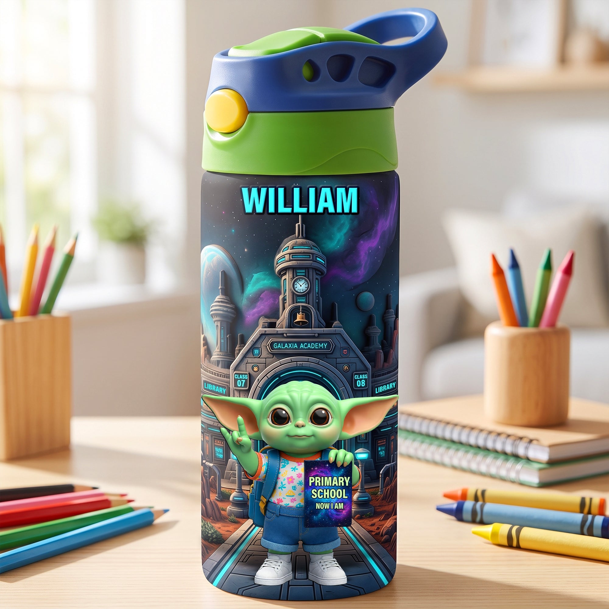 “Explore the Universe of Creativity!” - Personalized Galactic Academy 12oz Colorful Kid Tumbler - Perfect Gift for Kids, Students, and Young Adventurers