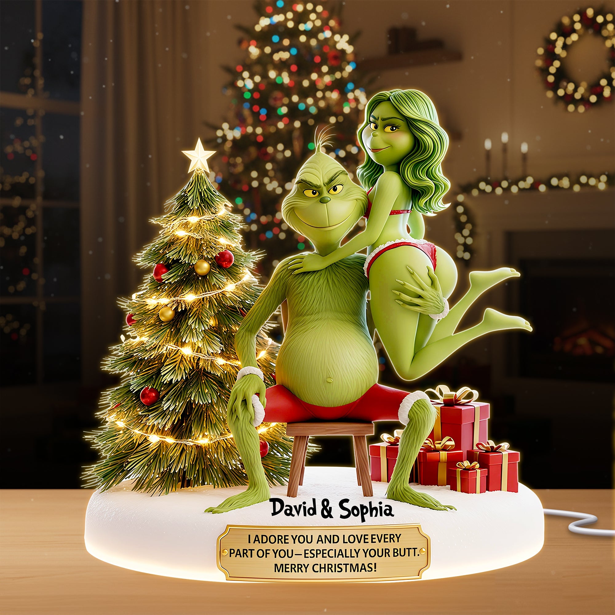 I Adore You – Mischievous Green Couples Light Box – Personalized Gift for Couples Light Box PopCulturePrints