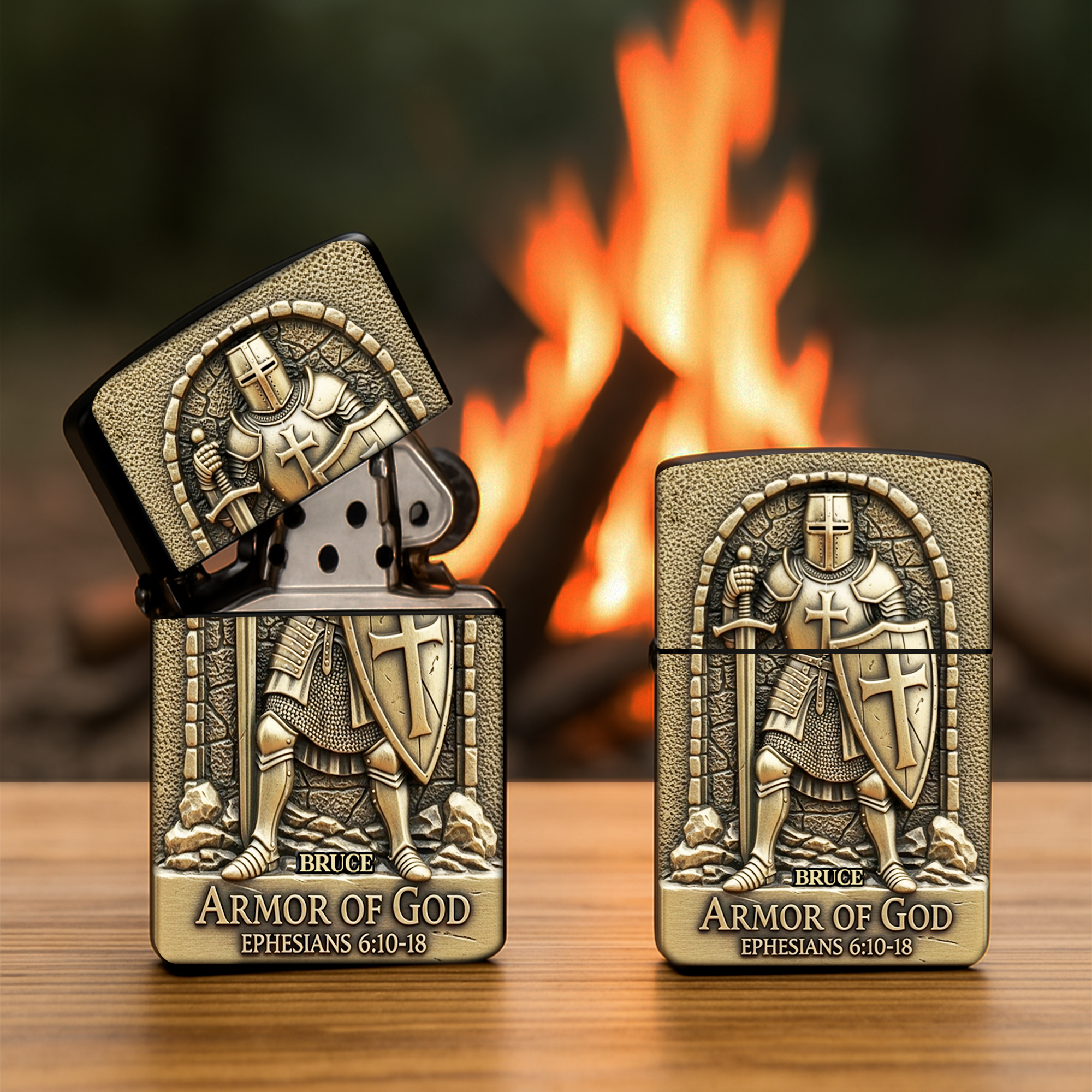 "Embrace Your Faith with the Armor of God - Personalized Lighter for Christians" Lighter PopCulturePrints