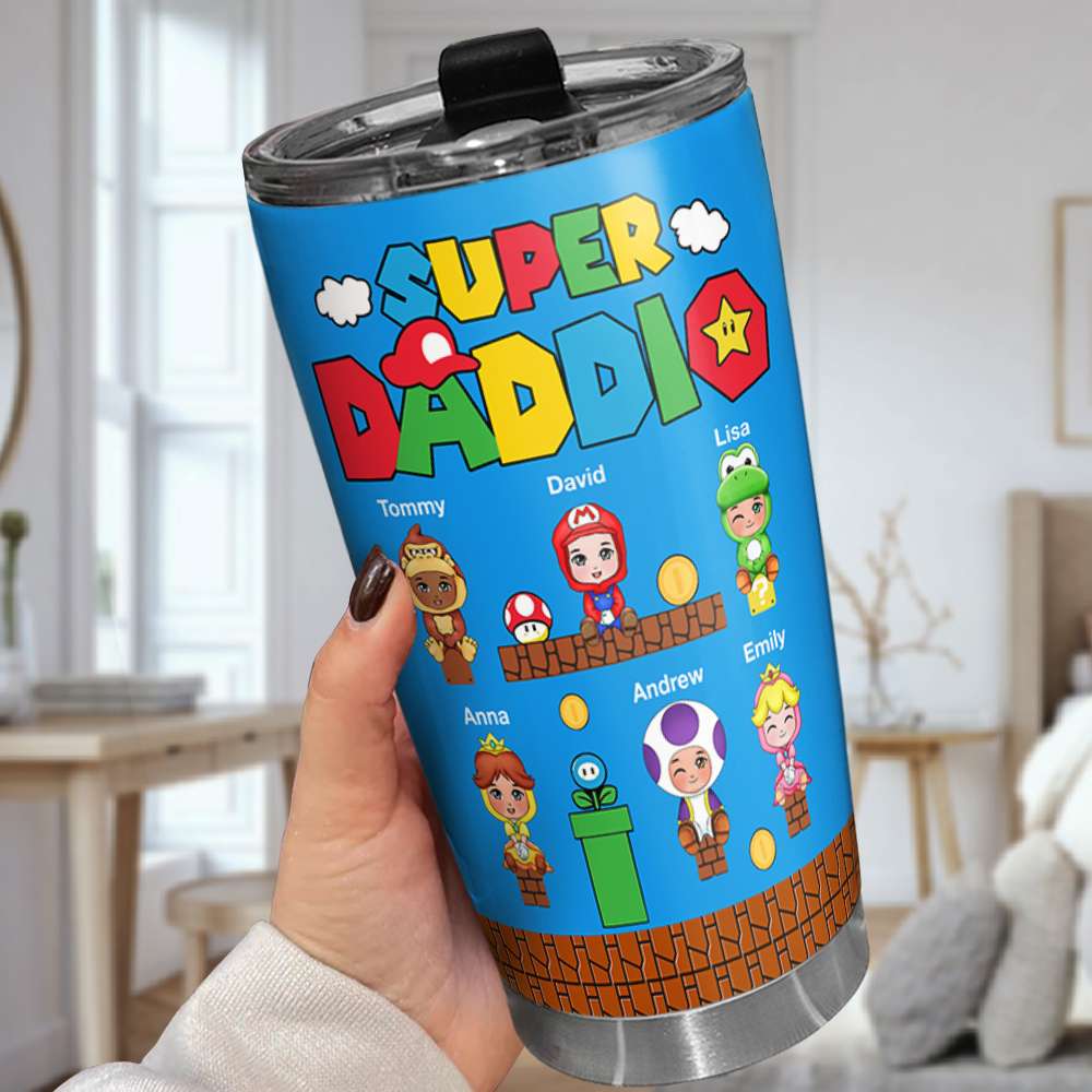 Super Daddio Personalized Tumbler - Perfect Gift for Fathers Tumbler Cup PopCulturePrints