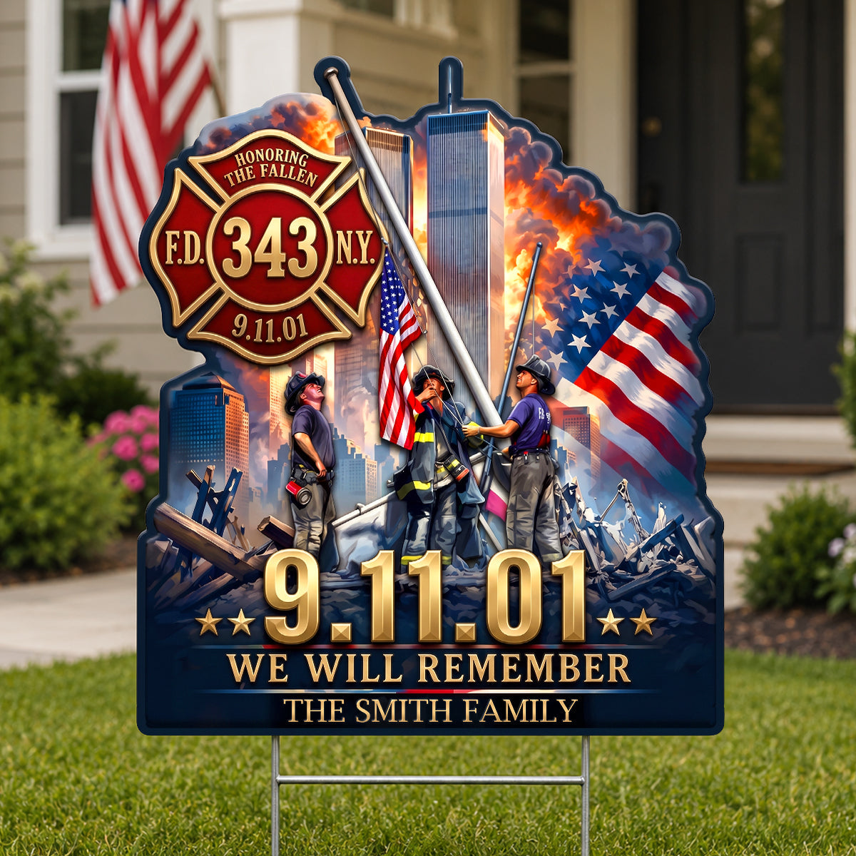 “We Will Remember” – Personalized Yard Sign for Fallen Firefighters - Custom Gift for Memorials and Remembrance