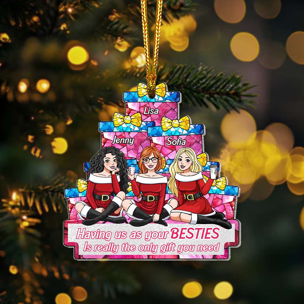 Personalized Best Friends Christmas Ornament - Custom Name Gift