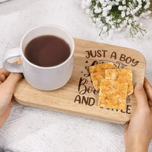 Load image into Gallery viewer, Just A Girl Who Loves Books And Coffee - Personalized Serving Board With Cup Holder Serving Board With Cup Holder PopCulturePrints
