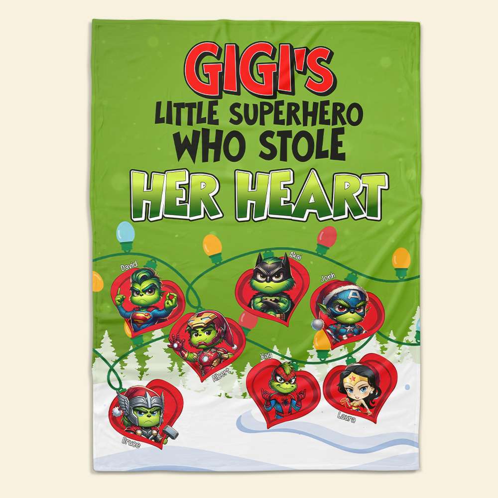 Personalized Superhero Heart Blanket for Grandma Blanket PopCulturePrints