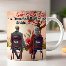 Load image into Gallery viewer, Personalized Couples Coffee Mug - God Blessed The Broken Road Coffee Mug PopCulturePrints
