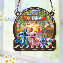 Load image into Gallery viewer, Family Means Nobody Gets Left Behind - Personalized Family Window Hanging Suncatcher Ornament Ornament PopCulturePrints
