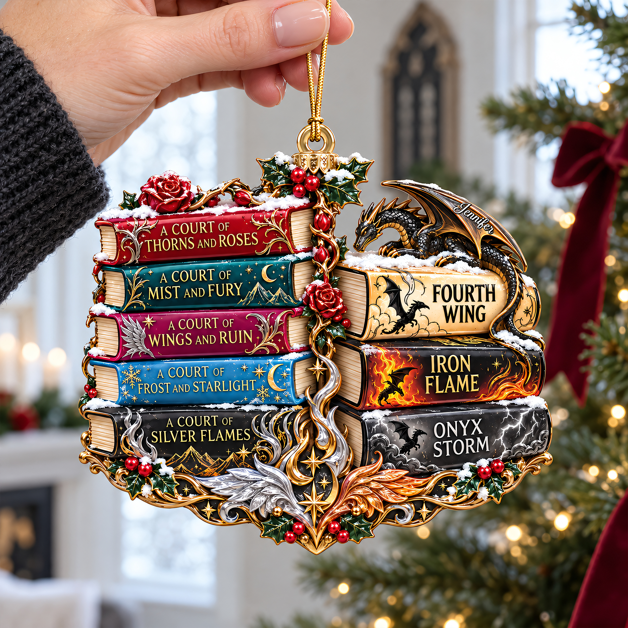 “A Journey Through the Pages” - Enchanted Fantasy Books Acrylic Ornament, Personalized Gift for Book Lovers