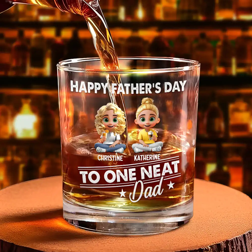 Cheers to the Neat Dad - Personalized Whiskey Glass for Father's Day Whiskey Glass PopCulturePrints