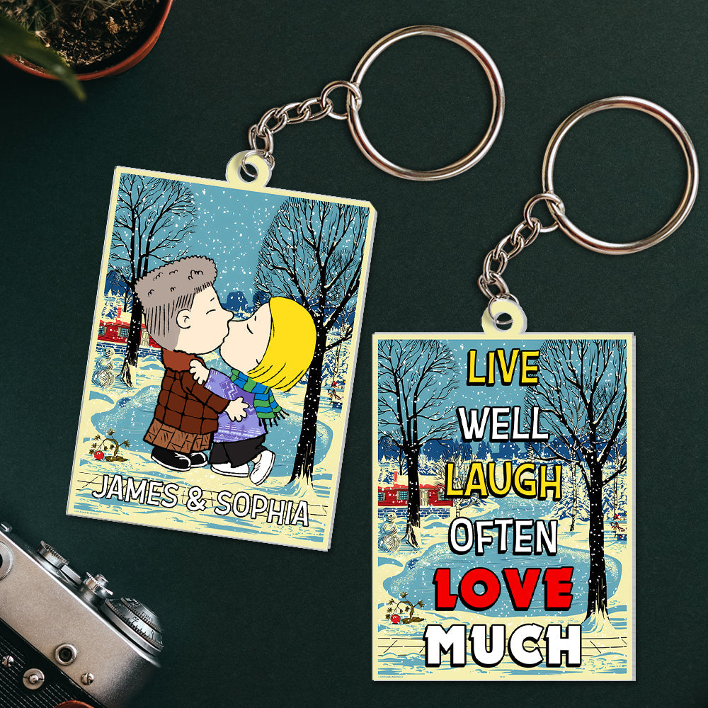 Personalized Four Seasons Couple Kissing Keychain