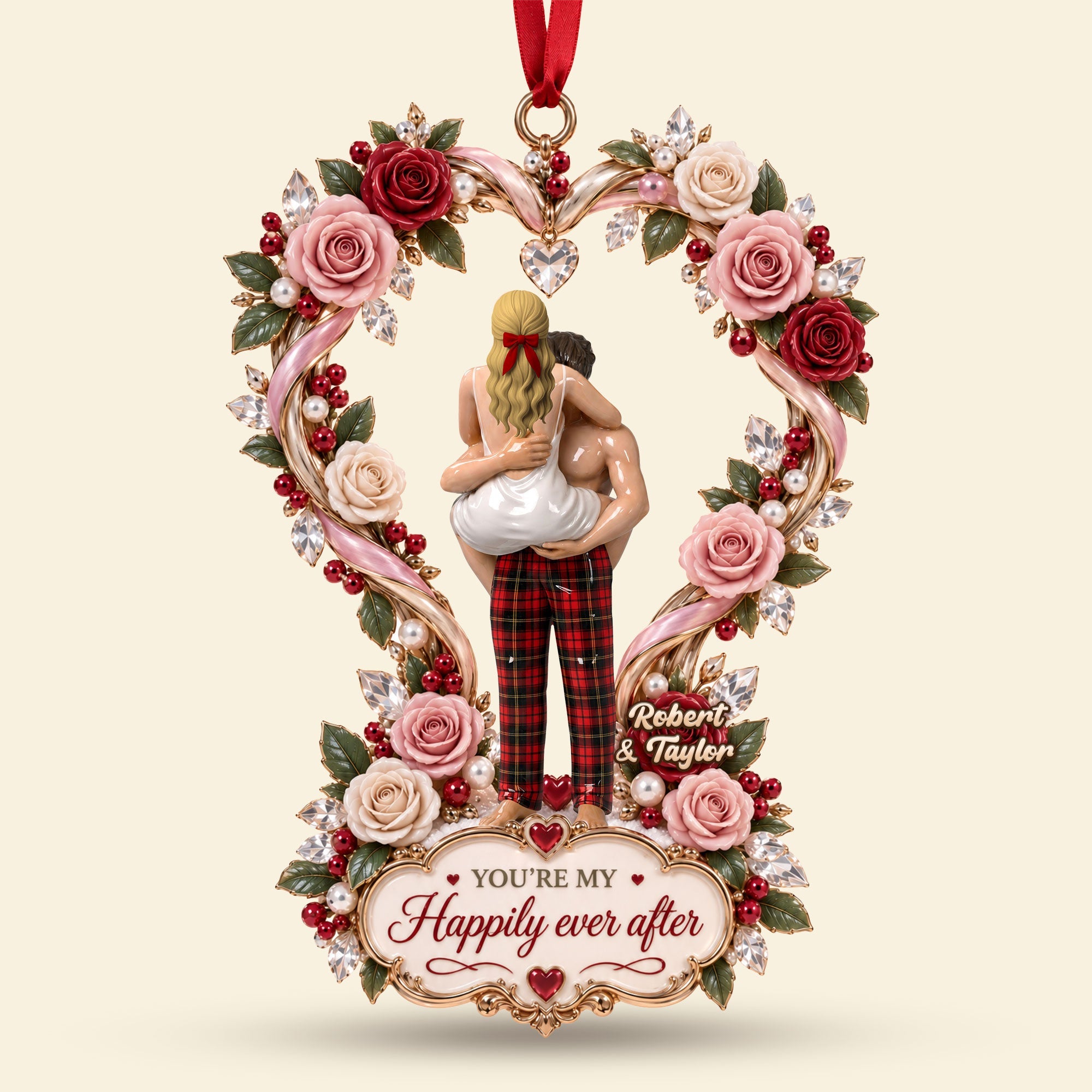 Affectionate Love Rose Ornament - Personalized Gifts For Couple 01qhti170926 Ornament PopCulturePrints