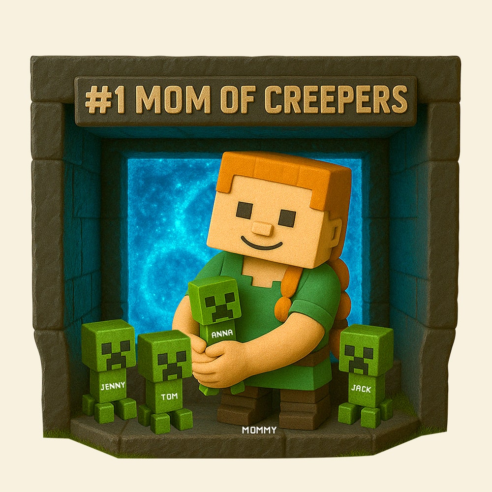 #1 Mom of Creepers - Personalized Minecraft Mom Plaque - Gift for Mom, Grandma, and Gamers Shaped Plaques PopCulturePrints