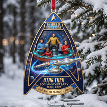 Load image into Gallery viewer, “60 Years of Boldly Going” - Customized 60th Anniversary Christmas Ornament - Perfect Gift for Star Trek Fans and Families
