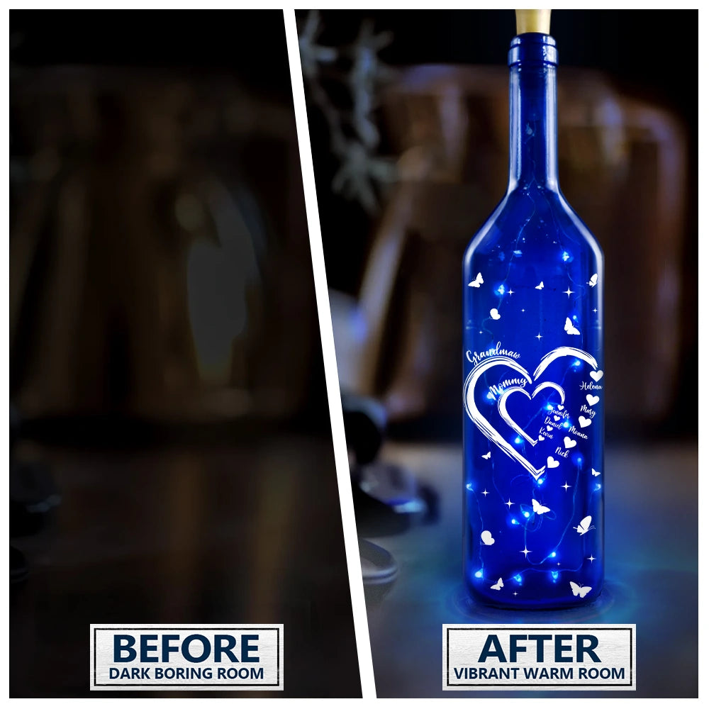 Mom's and Grandma's Sweetheart - Personalized Blue Bottle Light Blue Bottle Light PopCulturePrints