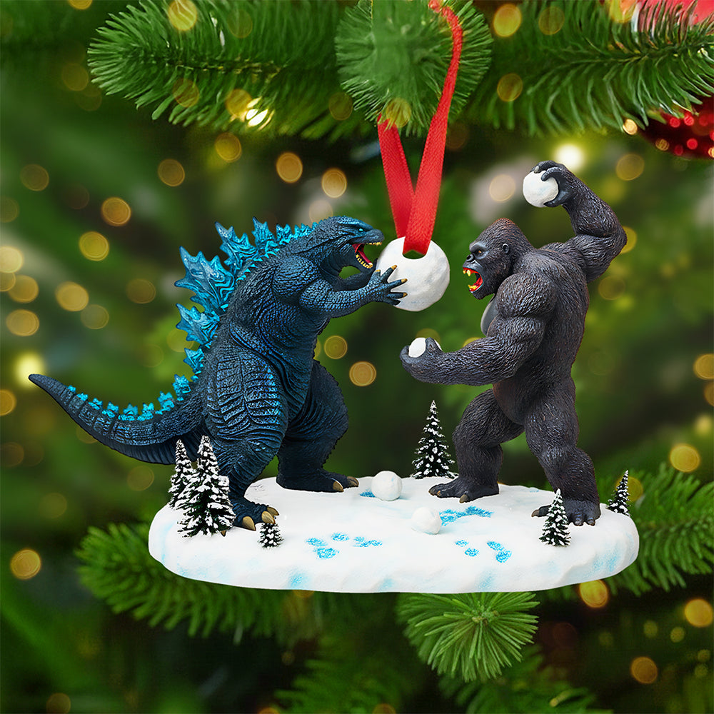 Let the Fun Begin - Fun Snowball Fight Christmas Ornament - Personalized Gift for Fans Ornament PopCulturePrints