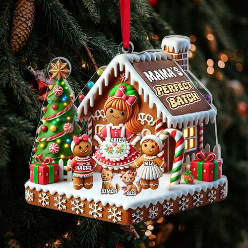 Personalized Family Gingerbread House Acrylic Ornament Ornament PopCulturePrints