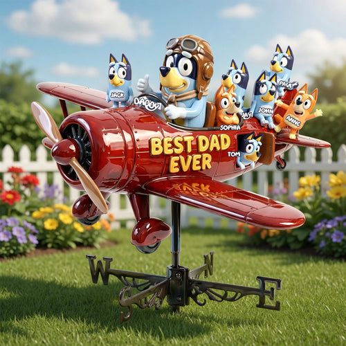 “Best Dad Ever” - Personalized Dad's Flying Crew Weather Vane - Unique Gift for Dads & Grandpas Metal Signs PopCulturePrints