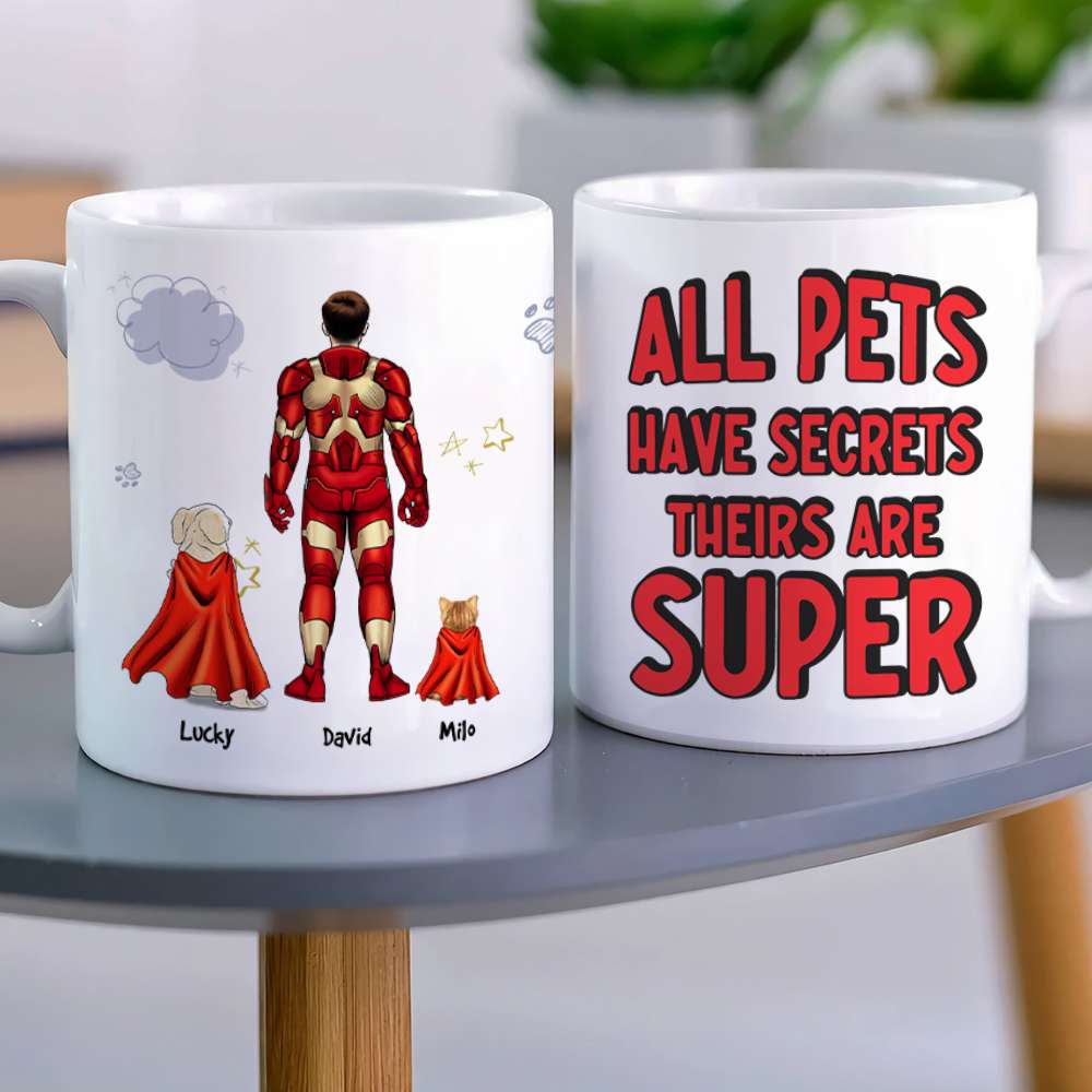 Personalized Superhero Pet Mug - Custom Names & Fun Design Coffee Mug PopCulturePrints