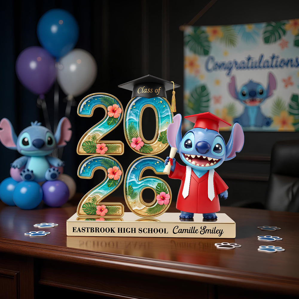 “Celebrate Their Achievement!” - Lovely Alien Graduation Plaque - Personalized Gift for Graduates Shaped Plaques PopCulturePrints
