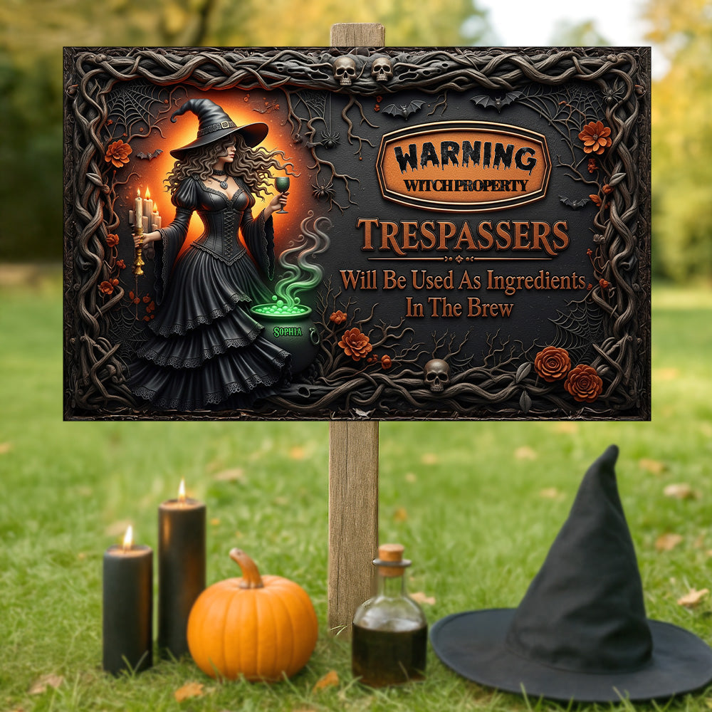 Witchy Warning Sign - Personalized Metal Sign for Witch Lovers Metal Signs PopCulturePrints