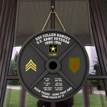 Load image into Gallery viewer, Personalized Military Branch Veteran Weight Plate Wood Sign
