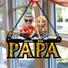 Load image into Gallery viewer, “Dad: The Heart of the Family” - Personalized Window Hanging Suncatcher Ornament - Custom Gift for Fathers, Grandfathers, and Kids Suncatcher Ornament PopCulturePrints
