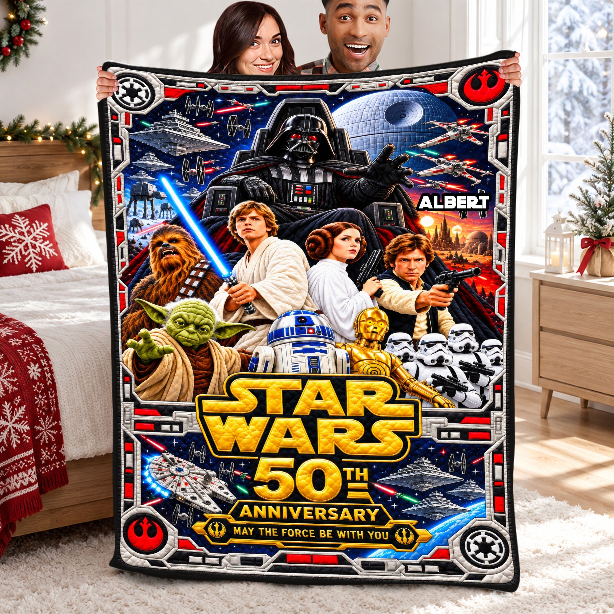“May the Force Be With You” – Cosmic Warrior Blanket - Personalized Gift for Star Wars Fans
