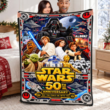 Load image into Gallery viewer, “May the Force Be With You” – Cosmic Warrior Blanket - Personalized Gift for Star Wars Fans
