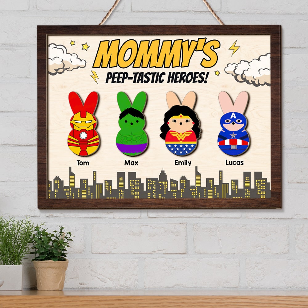 Personalized Superhero Bunny Wood Sign for Mom Wood Sign PopCulturePrints