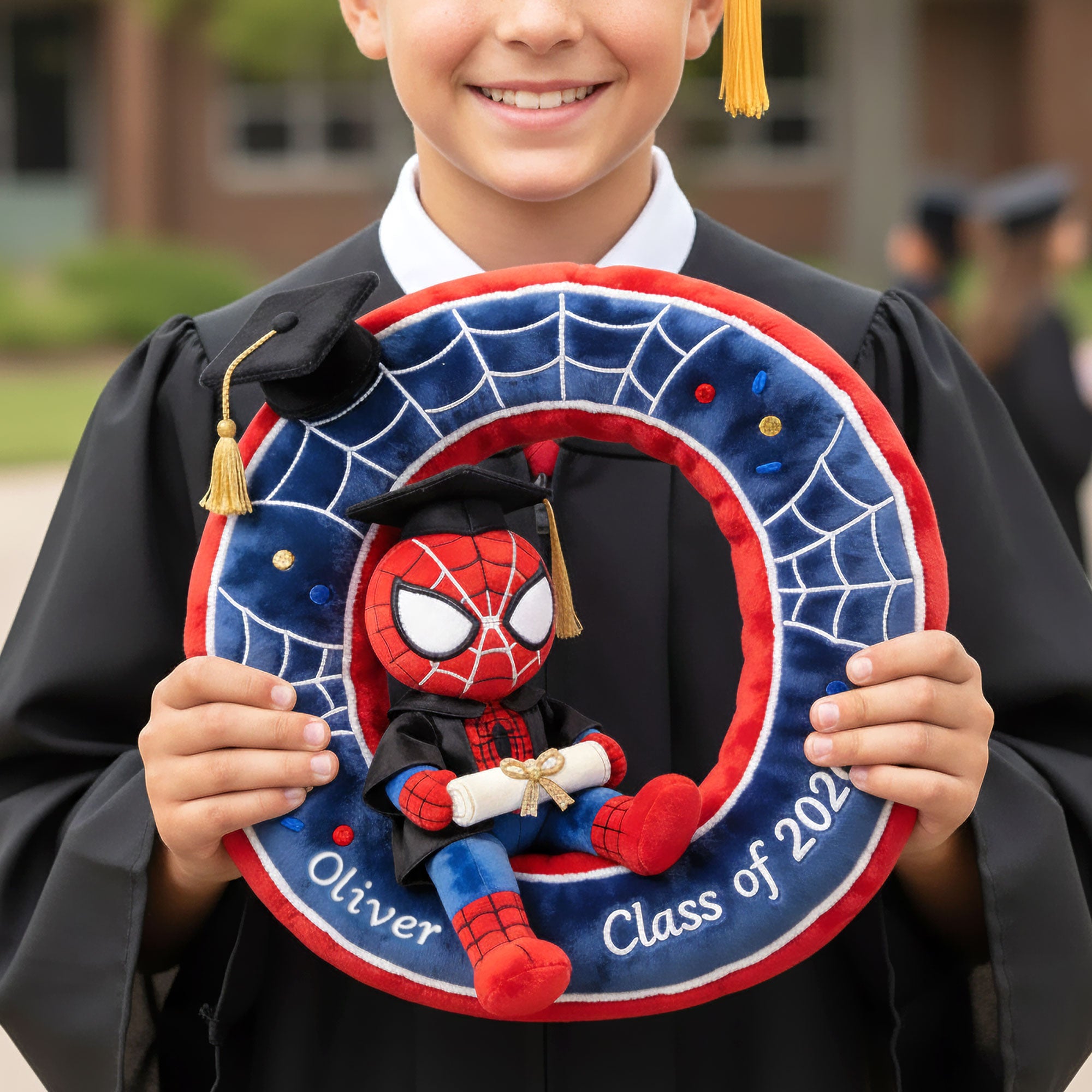 Celebrate Graduation with a Personal Touch - Spiderman Graduation Kid Pillow Pillow PopCulturePrints