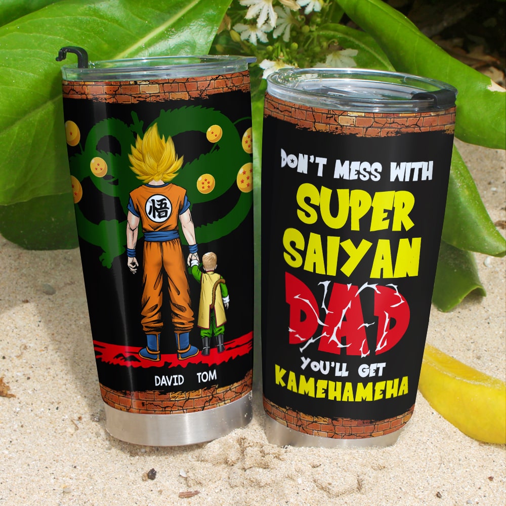 Personalized Super Saiyan Dad Tumbler - Don't Mess With Dad Gift