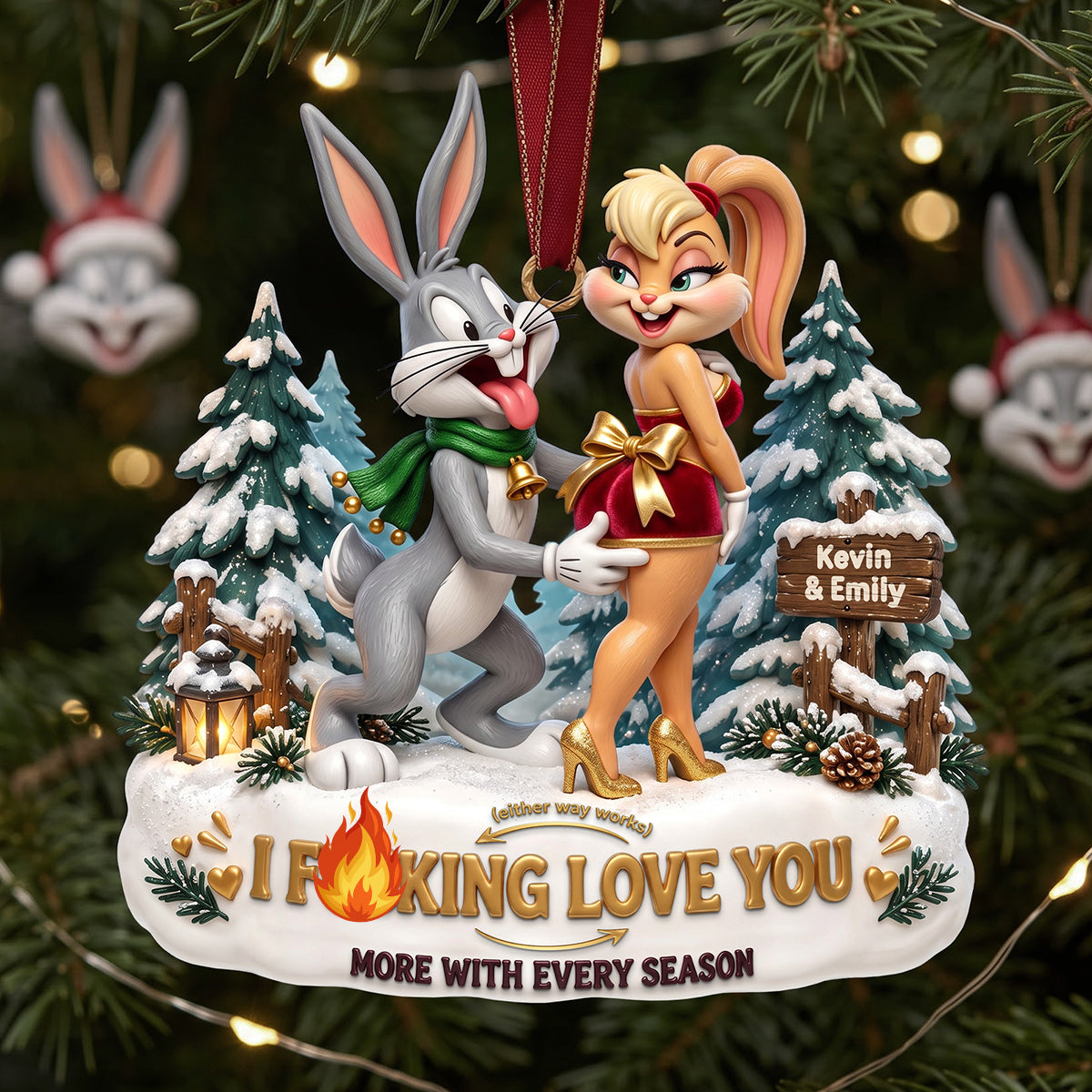 "I F***king Love You" - Sassy Couple Acrylic Ornament - Personalized Christmas Gift for Couples