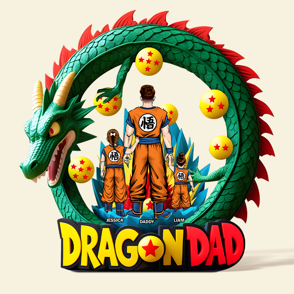 Dragon Dad: A Personalized Tribute to the Best Father - Custom Plaque Gift for Dads, Kids, and Family Shaped Plaques PopCulturePrints