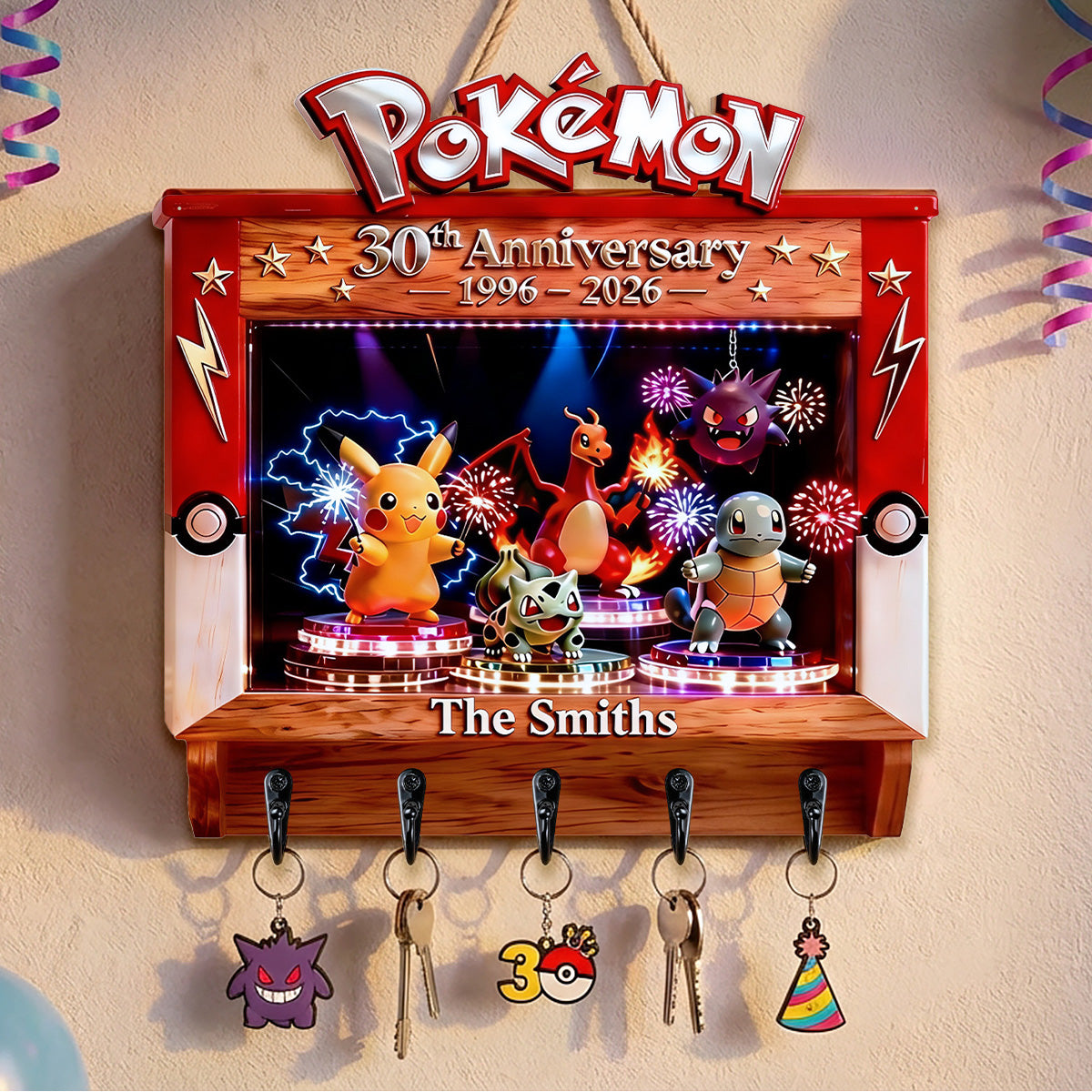 Celebrate 30 Years of Pokémon Adventure - Personalized Key Hanger for Game Lovers Key Hanger PopCulturePrints