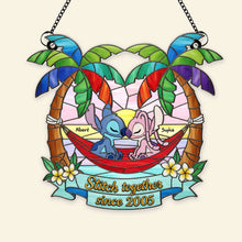 Load image into Gallery viewer, Stitch Together Since 2005 - Personalized Alien Couple Suncatcher - Unique Anniversary Gift for Couples Ornament PopCulturePrints
