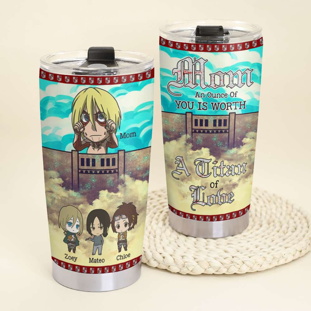 Personalized Tumbler for Mom - A Titan of Love Tumbler Cup PopCulturePrints