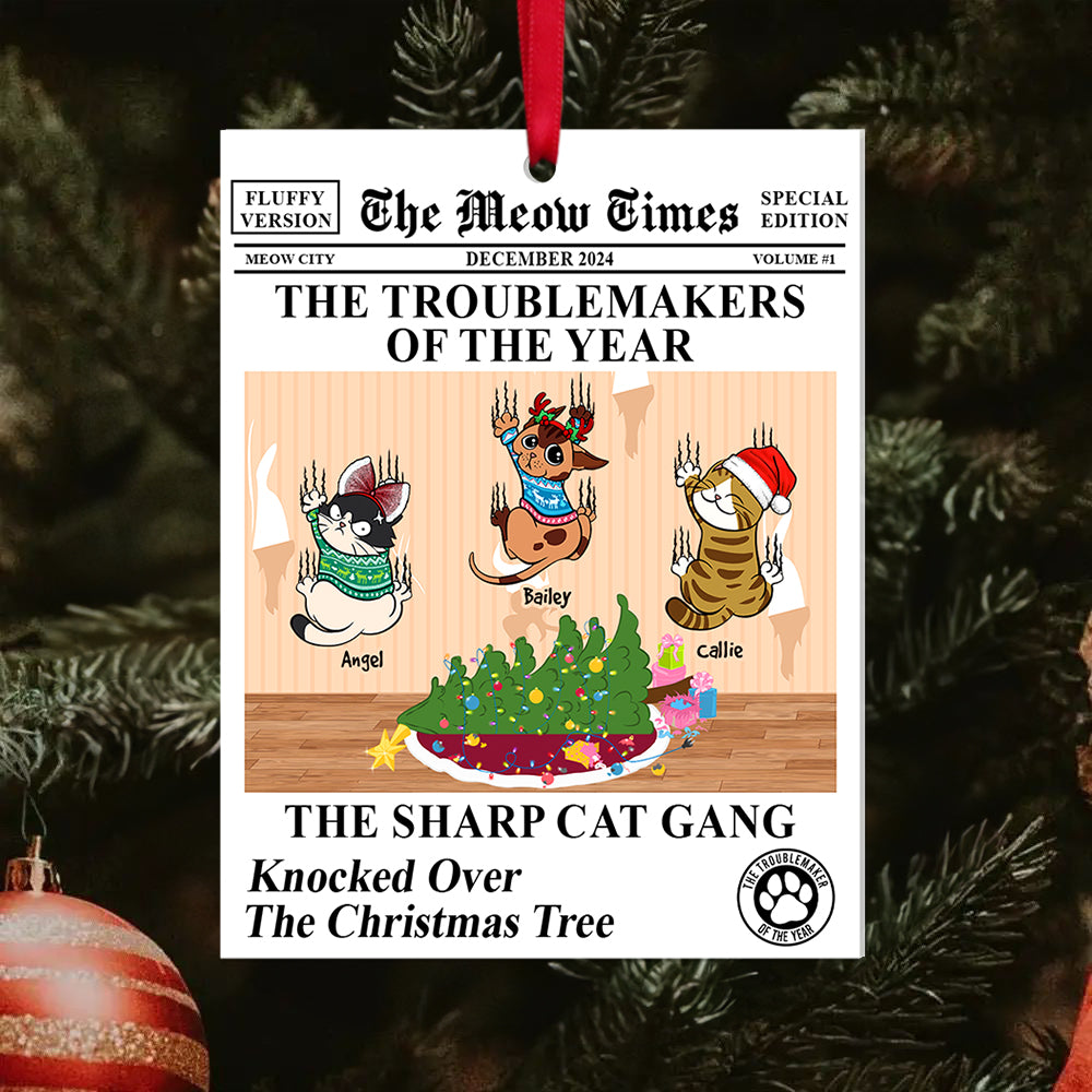 Cat Lover's Mischief: Personalized Cat Gang Ornament Ornament PopCulturePrints