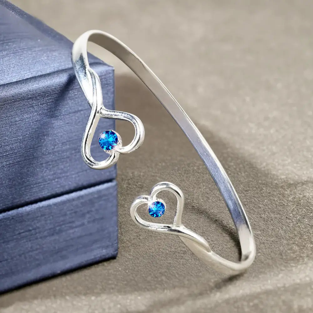 In Case You Need A Little Reminder - Personalized Gem Heart Cuff Bracelet Gem Heart Cuff Bracelet PopCulturePrints