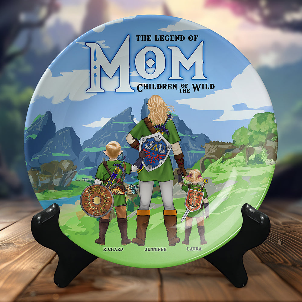 The Legend of Mom: A Heartfelt Tribute - Personalized Ceramic Round Plate - Gift for Mom, Grandma, and More Ceramic Round Plate PopCulturePrints