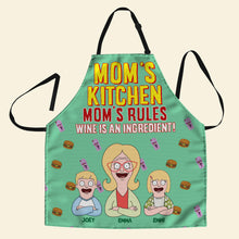 Load image into Gallery viewer, Mom&#39;s Kitchen: Wine is an Ingredient! - Personalized Apron Gift for Mom, Grandma &amp; Home Chefs Aprons PopCulturePrints
