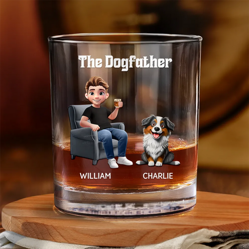 The Dogfather - Custom Whiskey Glass for Dog Lovers, Perfect Gift for Dad & Grandpa Whiskey Glass PopCulturePrints