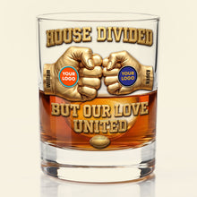 Load image into Gallery viewer, “House Divided but Our Love United” - Personalized Round Glass - Gift for Sports Fans, Couples, and Friends
