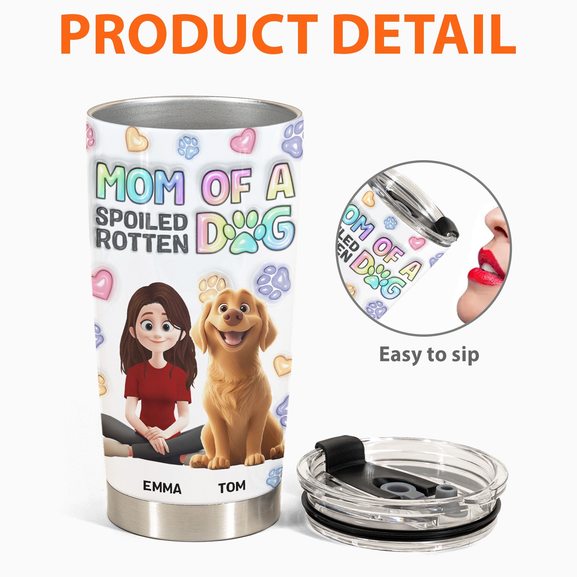 Mom Of A Spoiled Rotten Dog - Personalized Tumbler Cup for Dog Moms Tumbler Cup PopCulturePrints