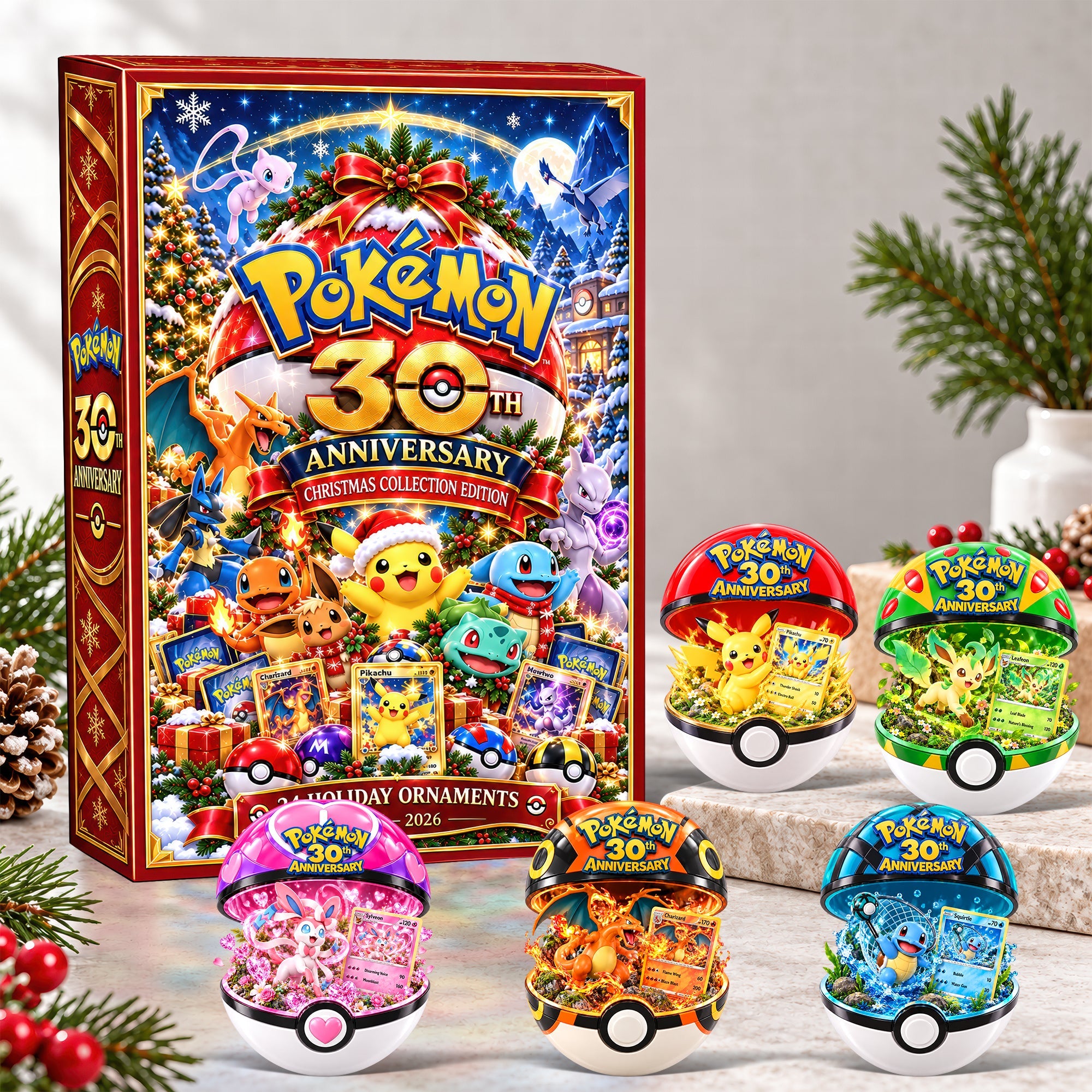 Celebrate 30 Magical Years! Pokémon 30th Anniversary Christmas Advent Calendar - Personalized Gift for Pokémon Lovers Advent Calendar PopCulturePrints
