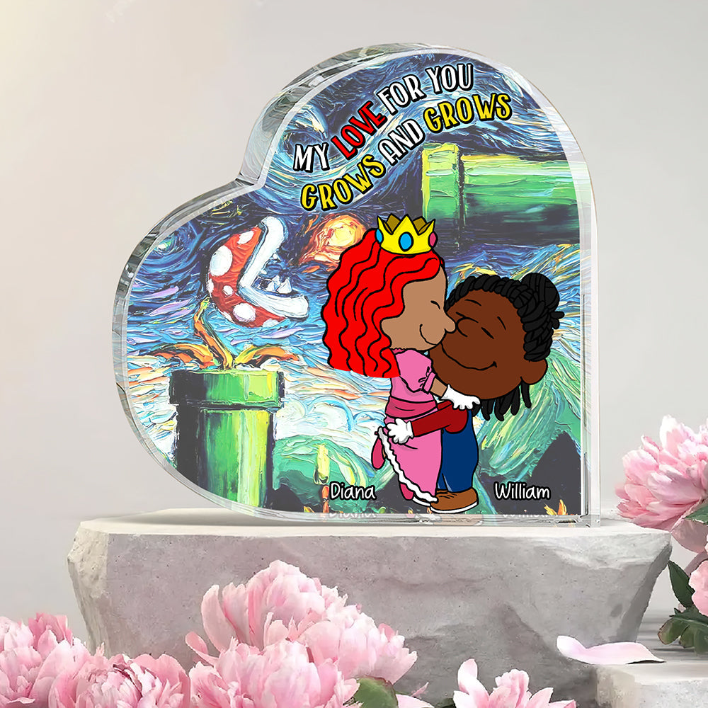 Personalized Heart Shaped Acrylic Plaque - My Love Grows Shaped Plaques PopCulturePrints