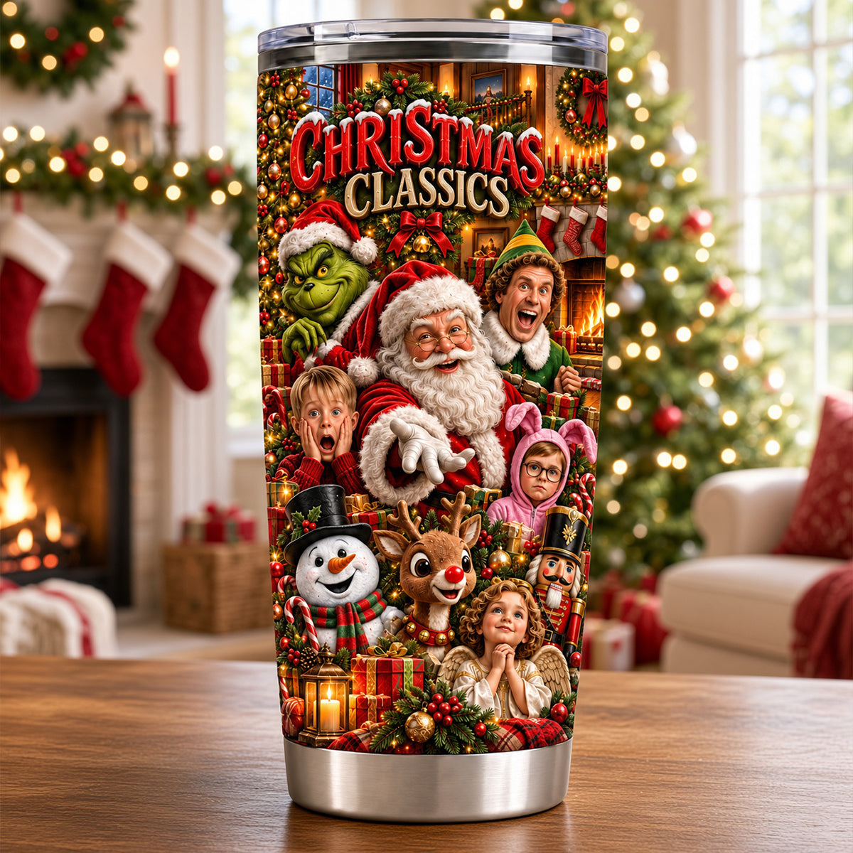 Bring Holiday Cheer with Our Personalized Christmas Classics Tumbler - Perfect Gifts for Family and Friends