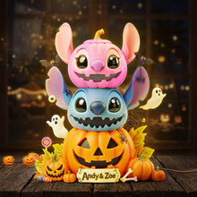 Load image into Gallery viewer, "Spooktacular Love Awaits!" - Personalized Spooky Alien Couple Light Box - Unique Gift for Couples Light Box PopCulturePrints
