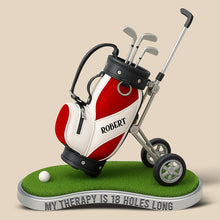 Load image into Gallery viewer, &quot;My Therapy Is 18 Holes Long&quot; - Personalized Golf Therapy Acrylic Plaque - Custom Gift for Golf Lovers Shaped Plaques PopCulturePrints
